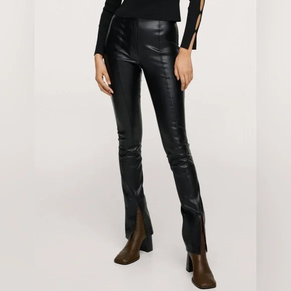 Mango Pants Jumpsuits Mango Leather Effect Leggings With
